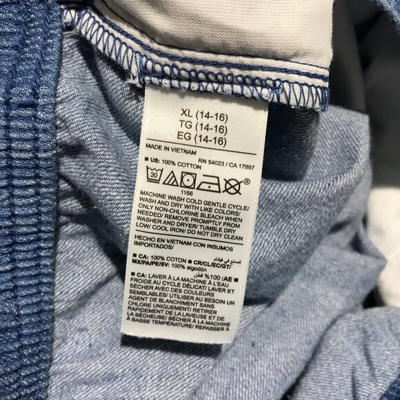 Old Navy Pants Girl's XL 14-16 Blue Chambray Pull On Loose Drawstring Wide Leg - Picture 7 of 14